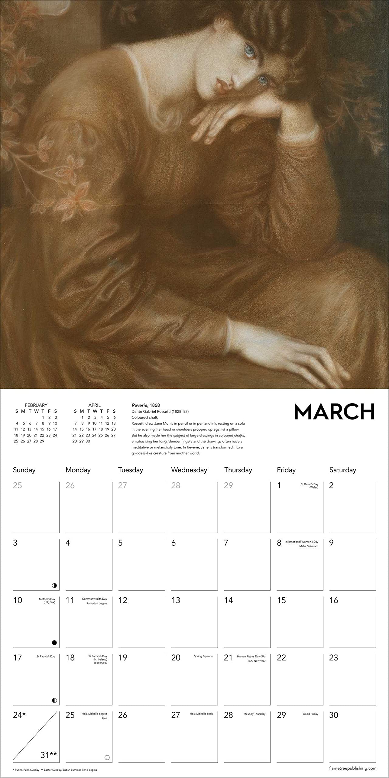 Calendar 2025 Ashmolean Museum Victorian Art Flame Tree Studio