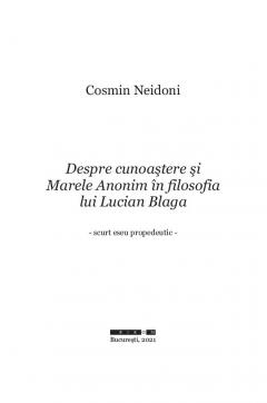 Despre cunoastere si Marele Anonim in filosofia lui Lucian Blaga