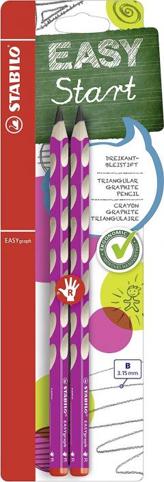 Set 2 creioane grafit B - Dreptaci - Easygraph - Roz, 3.15 mm