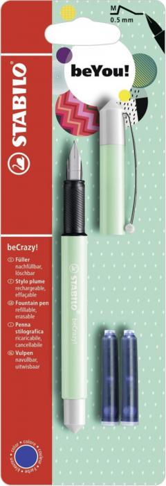 Stilou - Stabilo beCrazy! - beYou!, Menta Pastel, M, 0.5mm, cu rezerve