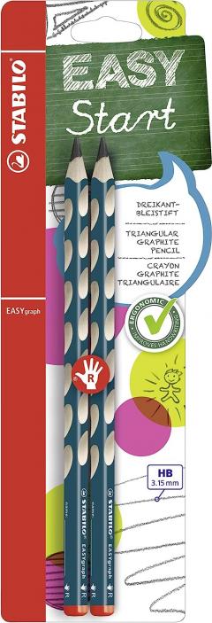 Set 2 creioane grafit HB - Dreptaci - Easygraph - Albastru petrol, 3.15 mm