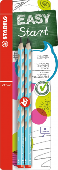 Set 2 creioane grafit B - Dreptaci - Easygraph - Bleu, 3.15 mm