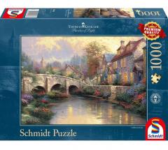 Puzzle 1000 piese - Thomas Kinkade - Cobblestone Brooke