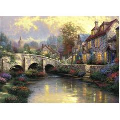 Puzzle 1000 piese - Thomas Kinkade - Cobblestone Brooke