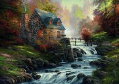 Puzzle 1000 piese - Thomas Kinkade - Cobblestone Mill