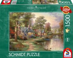 Puzzle 1500 piese - Thomas Kinkade - Hometown Lake