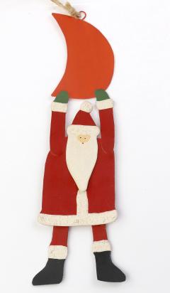 Decoratiune Craciun - Metal Santa on String, 19cm
