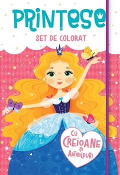 Printese - Set de colorat cu creioane si autocolante