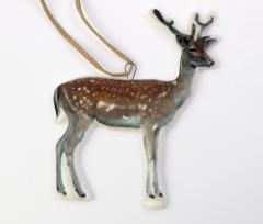 Decoratiune Craciun - Porcelain Deer on String, brown 6x10cm