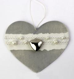 Decoratiune Craciun - Wood Heart, grey 15cm