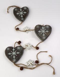 Decoratiune Craciun - Wood Heart-Star Garland, 85cm