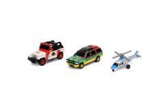 Set Masini metalice - Jurassic - Ford Explorer, Jeep Wrangler, Helikopter
