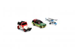 Set Masini metalice - Jurassic - Ford Explorer, Jeep Wrangler, Helikopter