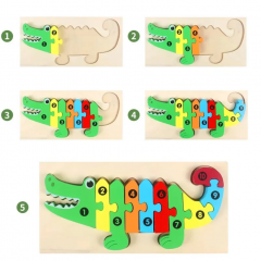 Puzzle din lemn - Crocodil - 10 piese