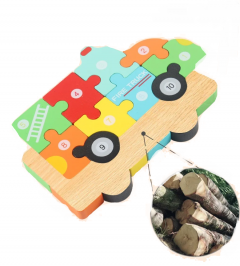 Puzzle din lemn - Masina de pompieri - 10 piese