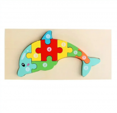 Puzzle din lemn - Delfin - 10 piese