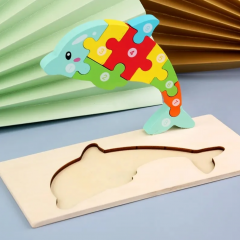 Puzzle din lemn - Delfin - 10 piese