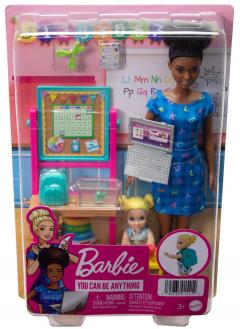 Papusa -  Barbie - Set mobilier cu profesoara bruneta 