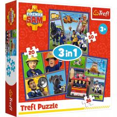Puzzle 3 in 1 - O zi din viata pompierilor, 106 piese