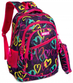 Ghiozdan cu penar - Hearts - Multicolor