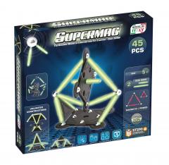 Set de constructie magnetic - Supermag Projects Glow, 45 piese