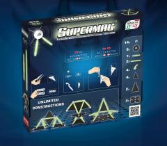 Set de constructie magnetic - Supermag Projects Glow, 45 piese