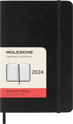 Agenda 2024 - 12-Month Daily - Pocket, Soft Cover - Black