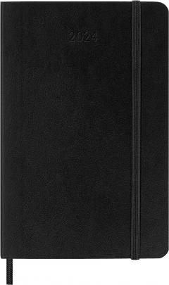 Agenda 2024 - 12-Month Daily - Pocket, Soft Cover - Black