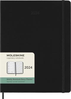 Agenda 2024 - 12-Month Weekly - XL, Hard Cover - Black