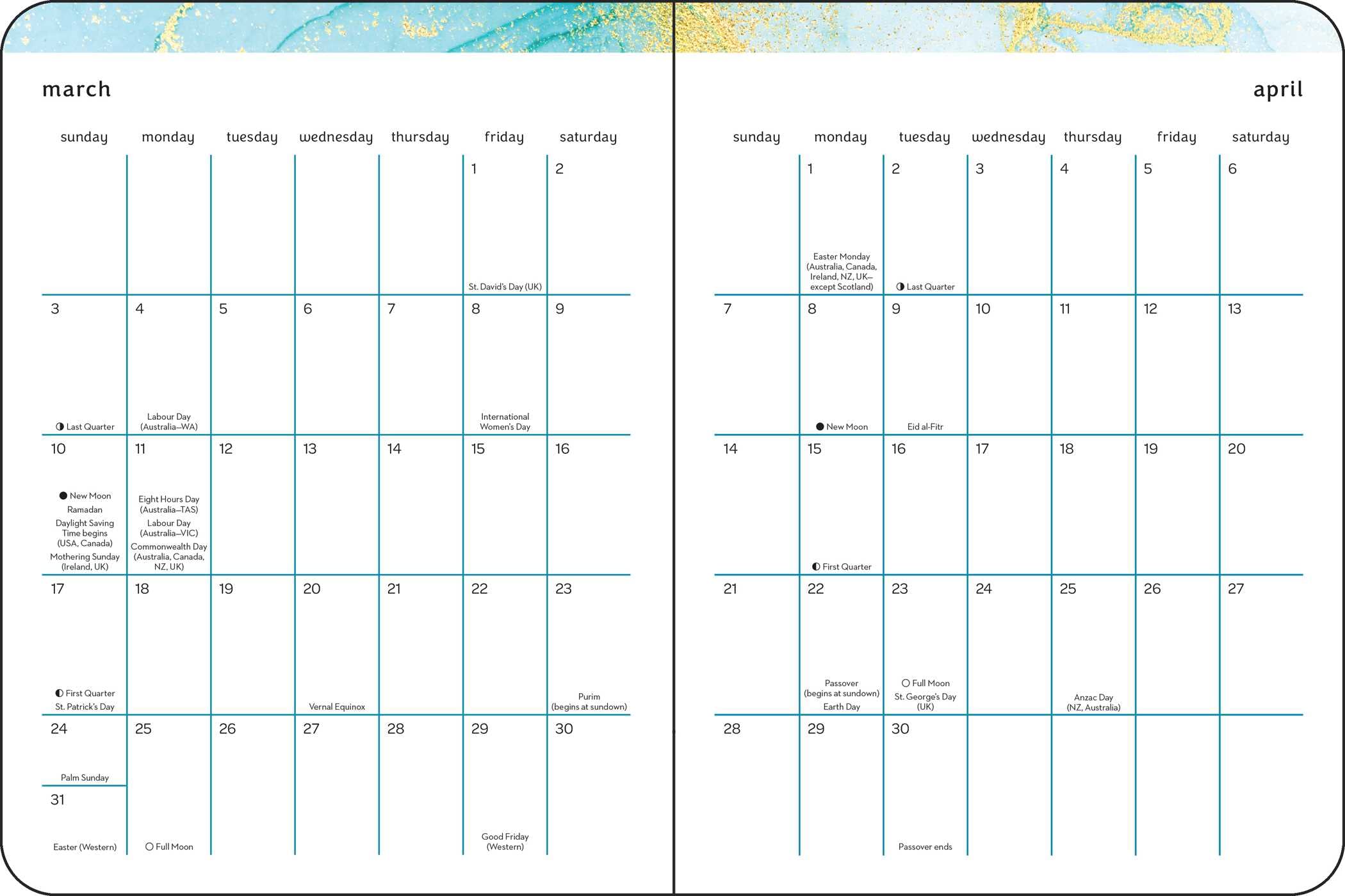 Calendar 2024 12Month Monthly/Weekly Mindful Moments Andrews