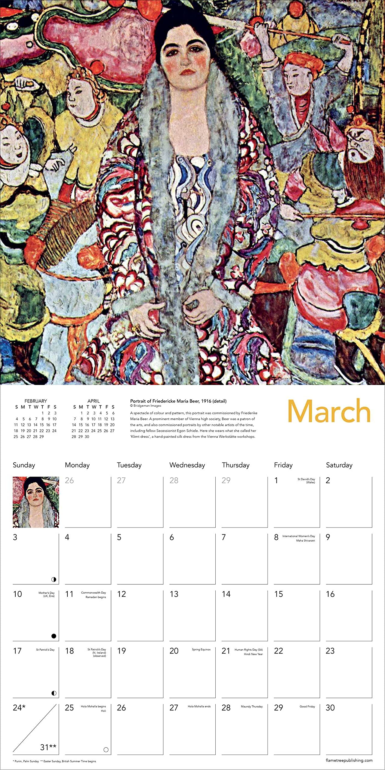 Calendar 2024 Gustav Klimt Flame Tree Studio