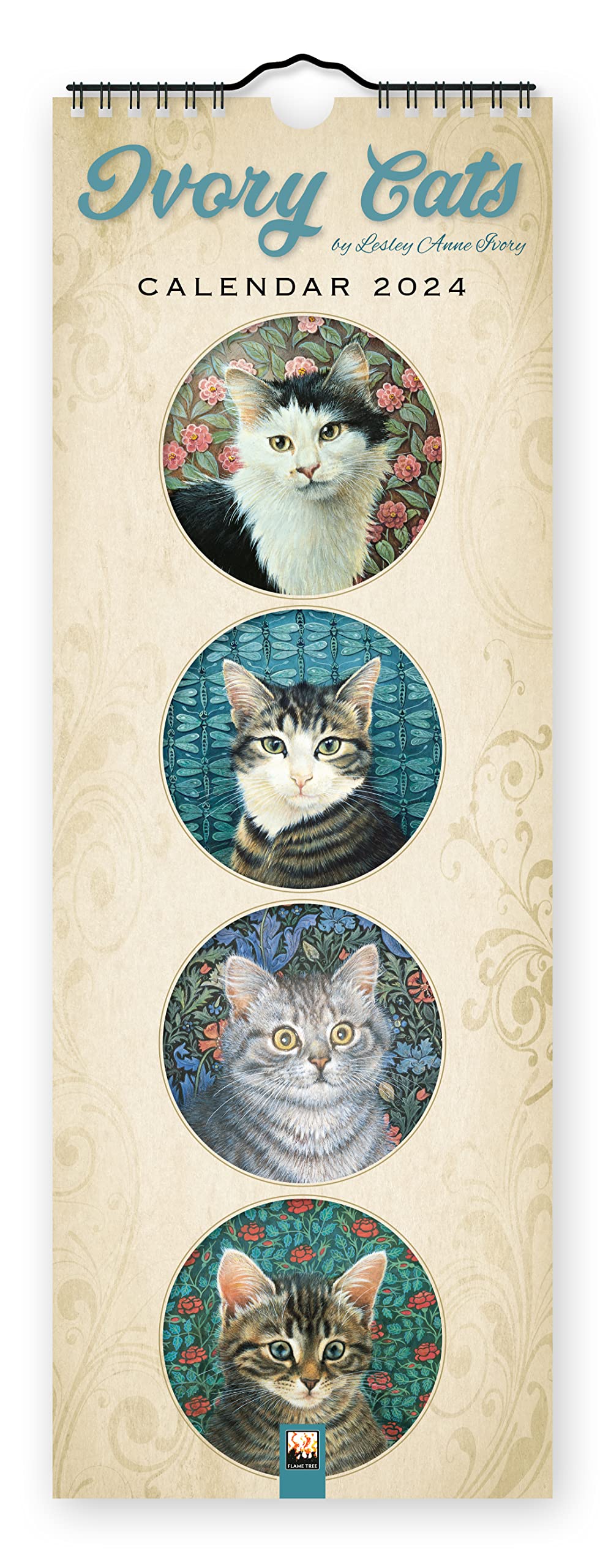 Calendar 2024 Slim Ivory Cats Flame Tree Studio