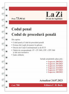 Codul penal si Codul de procedura penala. Cod 780. Actualizat la 24.07.2023