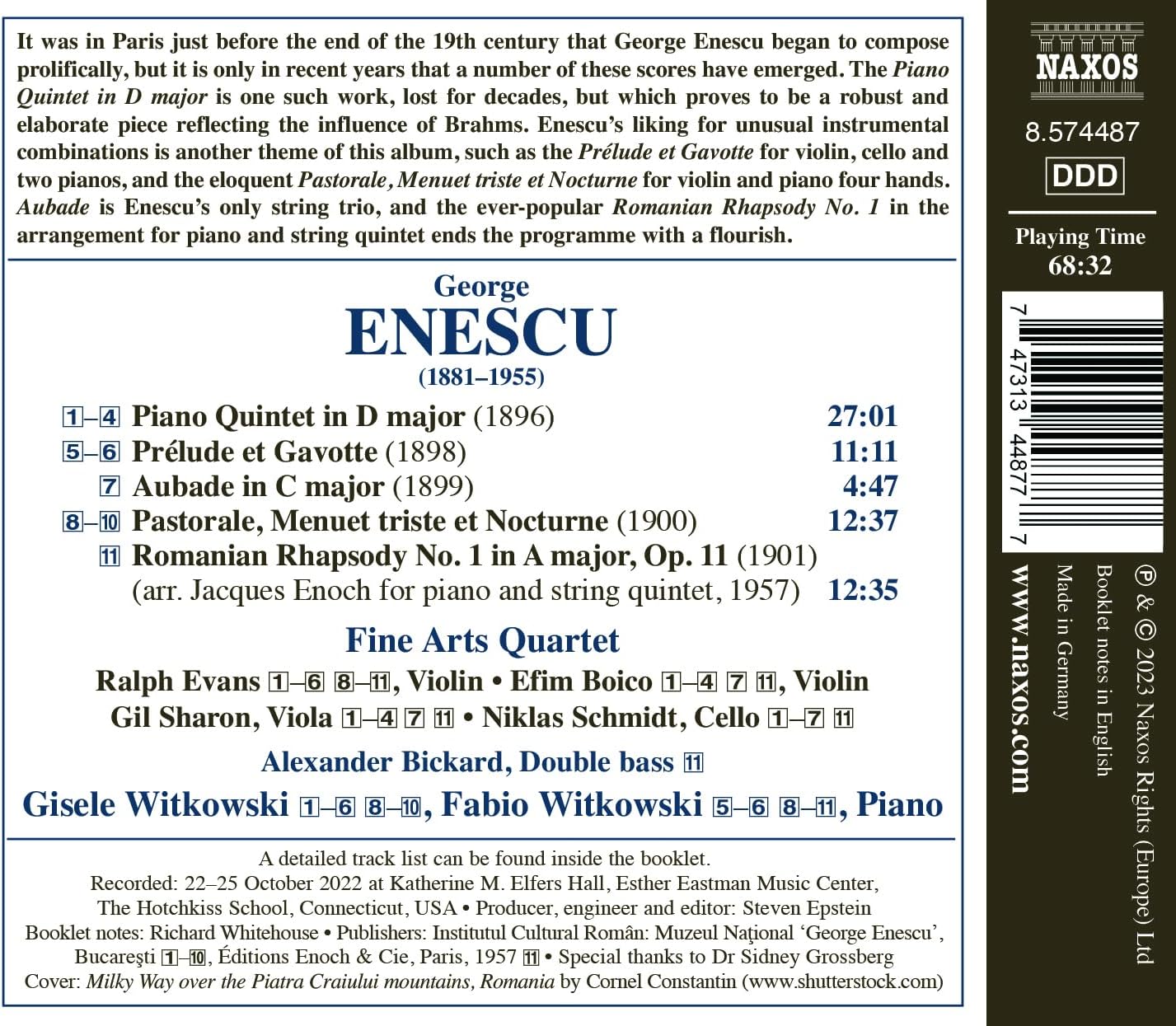 George Enescu Early Chamber Music Fine Arts Quartet Alexander