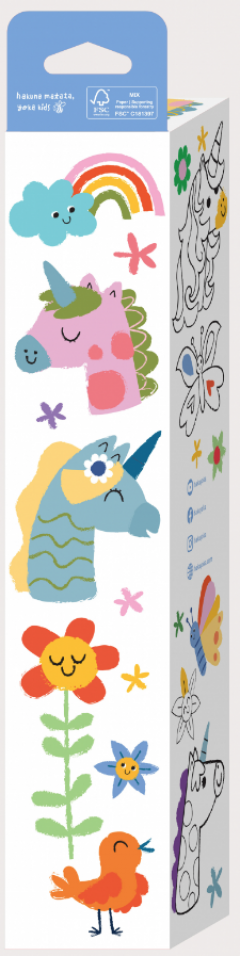 Kit rola de desenat 3 m si 12 creioane colorate cerate - Unicorni