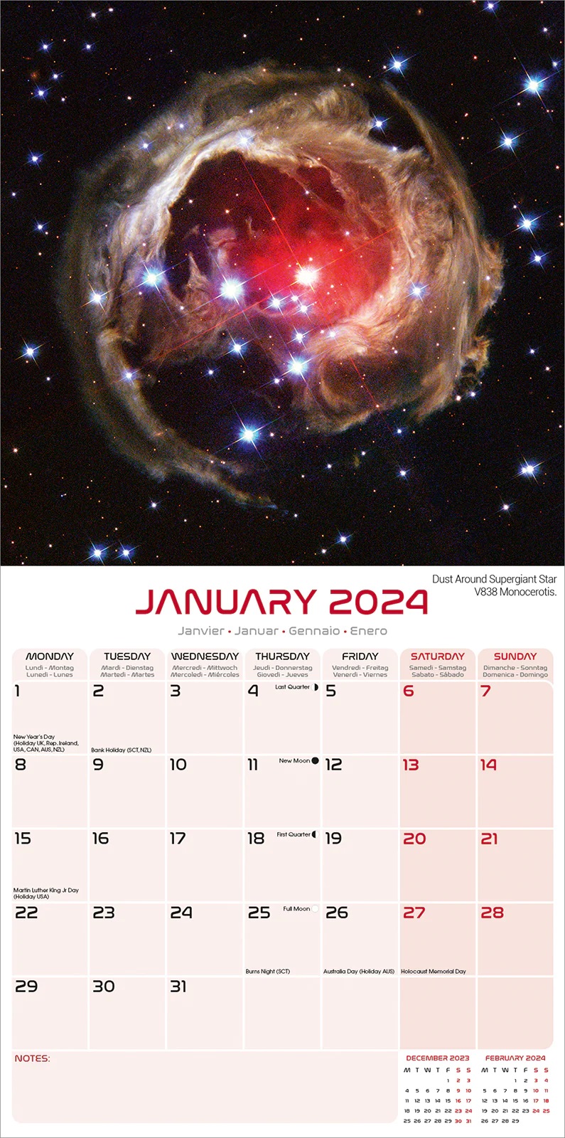 Calendar 2024 Space Avonside Publishing Ltd