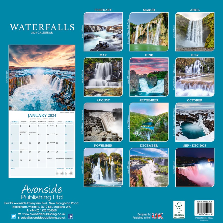 Calendar 2024 Waterfalls Avonside Publishing Ltd   2240430718 1 