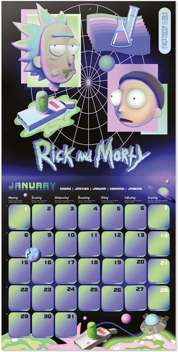 Calendar de perete 2024 Rick & Morty Grupo Erik