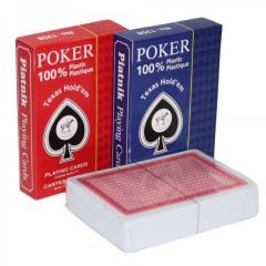 Carti de joc - Poker Texas Hold'em 100% plastic (Albastru/Rosu)
