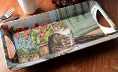 Tava- Cottage Cat- Small Melamine Luxury Handled Tray