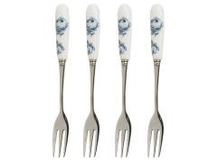 Set furculite - Set of 4 Ceramic Handled Pastry Forks, Indigo