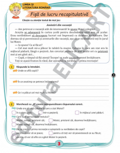 Evaluari initiale - Clasa a III-a - Limba si literatura romana. Matematica