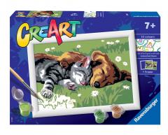 Pictura pe numere - Creart - Catelus si pisicuta 