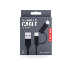 Cablu incarcare - Black 2-in-1 Braided Cable