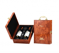 Cutie de vin pentru 2 sticle cu accesorii  - Wood Deluxe Vinluxe Elite