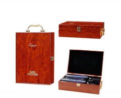 Cutie de vin pentru 2 sticle cu accesorii  - Wood Deluxe Vinluxe Elite