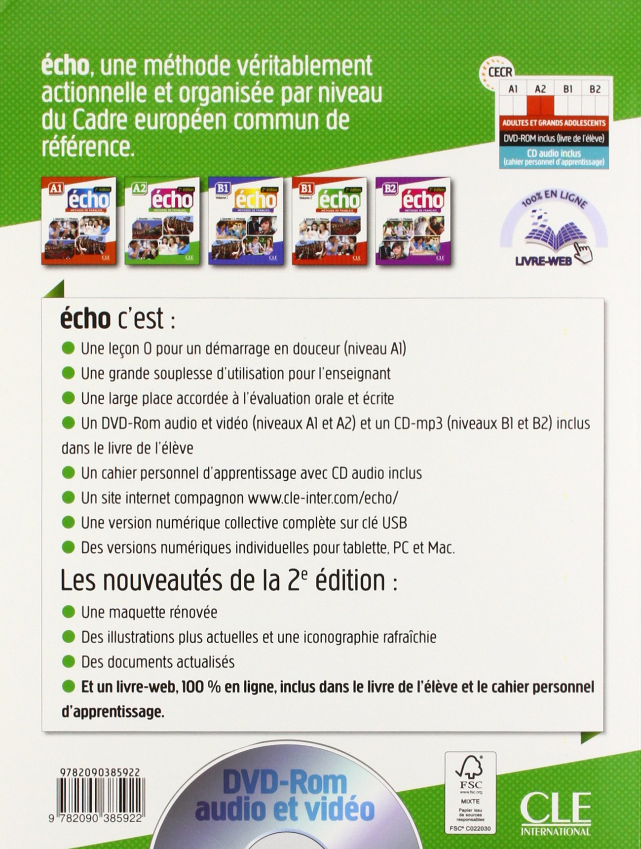 Echo A2 2e - Livre De L'eleve + Dvd-rom + Livre-web - Jacques Pecheur