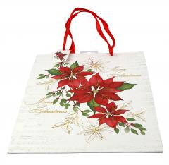 Punga cadou - Poinsettia Merry Christmas, 27x35cm