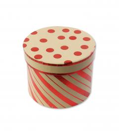 Cutie cadou - Christmas, Red Spots & Stripes, Round 13x11cm