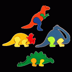 Set 4 mini Puzzle Dinozauri